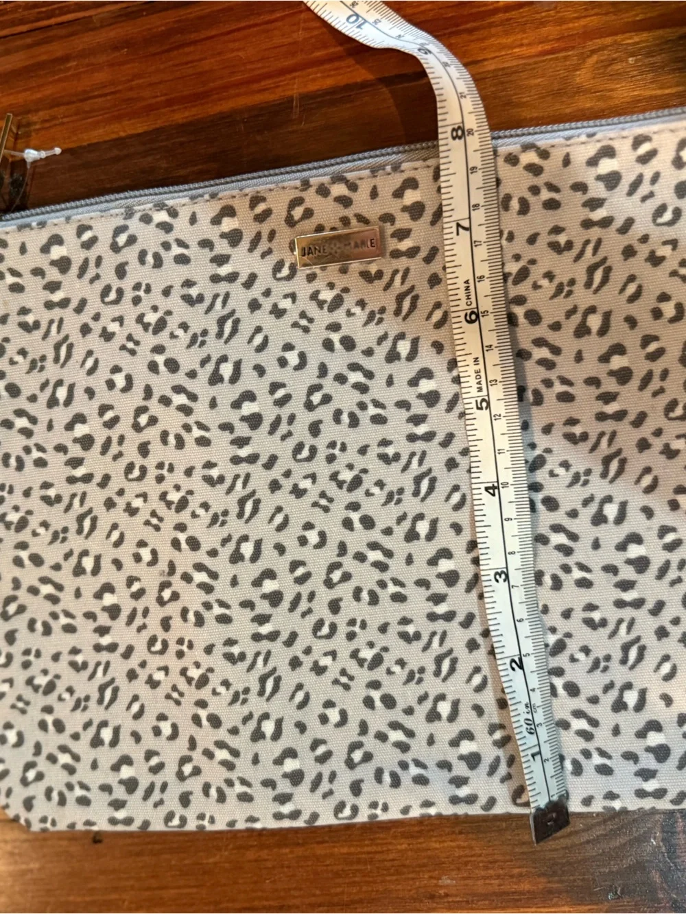 Set of 2 Leopard Print Zip Pouch Set in Light Gray and Black